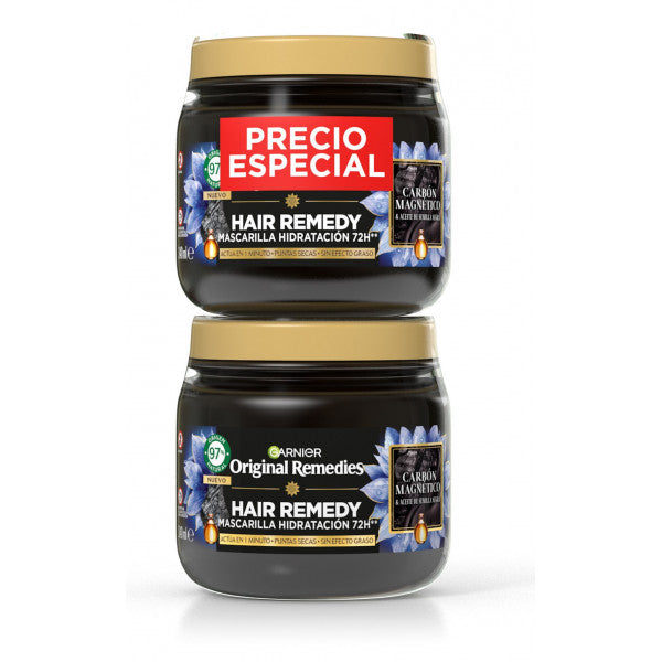 Hair Remedy Mascarilla Hidratación de Carbón Magnético - Garnier : 2 x 340 ml - 1