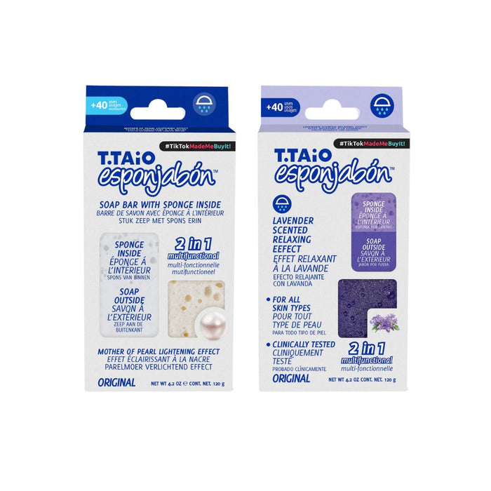 Pack de 2 EsponJabón: Esponja + Jabón 2 en 1  - 120gr - T.taio : Perla + Lavanda - 1