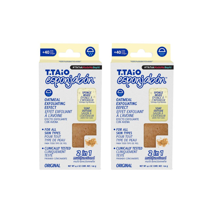Pack de 2 EsponJabón: Esponja + Jabón 2 en 1  - 120gr - T.taio : 2x Avena - 1