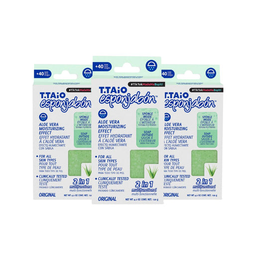 Pack de 3 EsponJabón: Esponja + Jabón 2 en 1  - 120gr - T.taio : 3x Aloe - 1