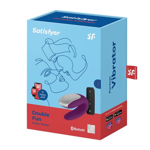 Vibrador Double Fun para Parejas - Satisfyer : Morado - 1