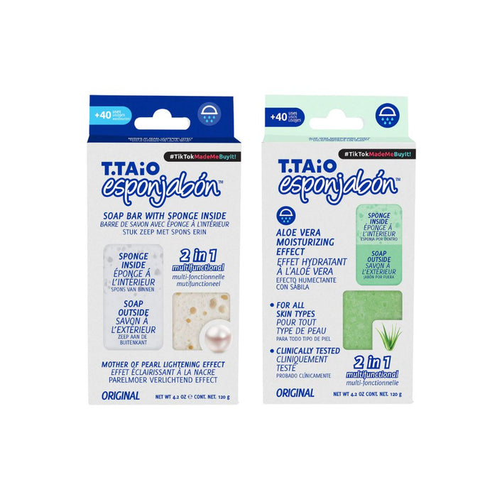 Pack de 2 EsponJabón: Esponja + Jabón 2 en 1  - 120gr - T.taio : Perla + Aloe - 1