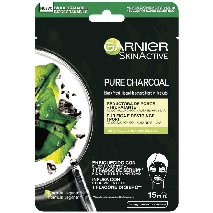 Mascarilla de Tejido Negra Efecto Detox Skinactive - Garnier - 1