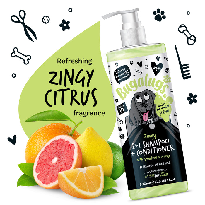 Zingy 2 in 1 Champú & Acondicionador Grapefruit & Orange - 500 ml - Bugalugs : 500ml - 5