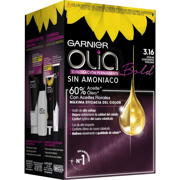 Tinte Permanente Olia sin Amoniaco - Garnier : OLIA - 3.16 VIOLIN - 1