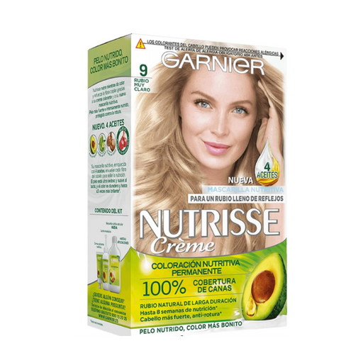 Tinte Permanente Nutrisse - Garnier : Nutrisse Crème - 9 Rubio Muy Claro - 1