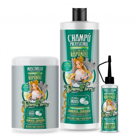 Pack Rapunzel: Champú 1000ml + Mascarilla 1000ml + Tónico 70ml - Dona Flora - 1