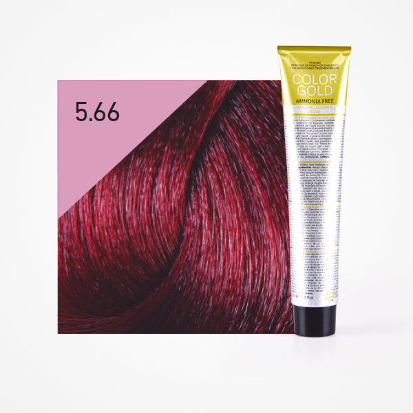 Tinte Color Gold sin amoniaco 100ml - Design Look : 5.66 Castaño Claro Rojo Intenso - 1
