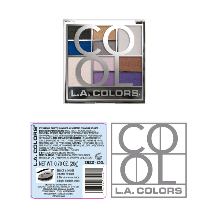 Paleta de Sombras - Color Block - L.A. Colors : Color Block Eyeshadow - Cool Glam - 2