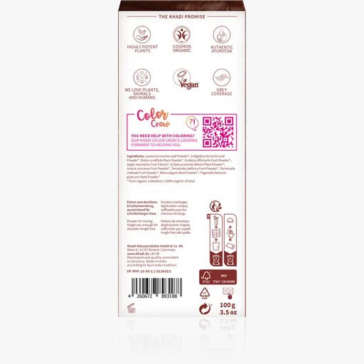 Tinte Henna Natural - Castaño Caoba 100gr - Khadi - 2