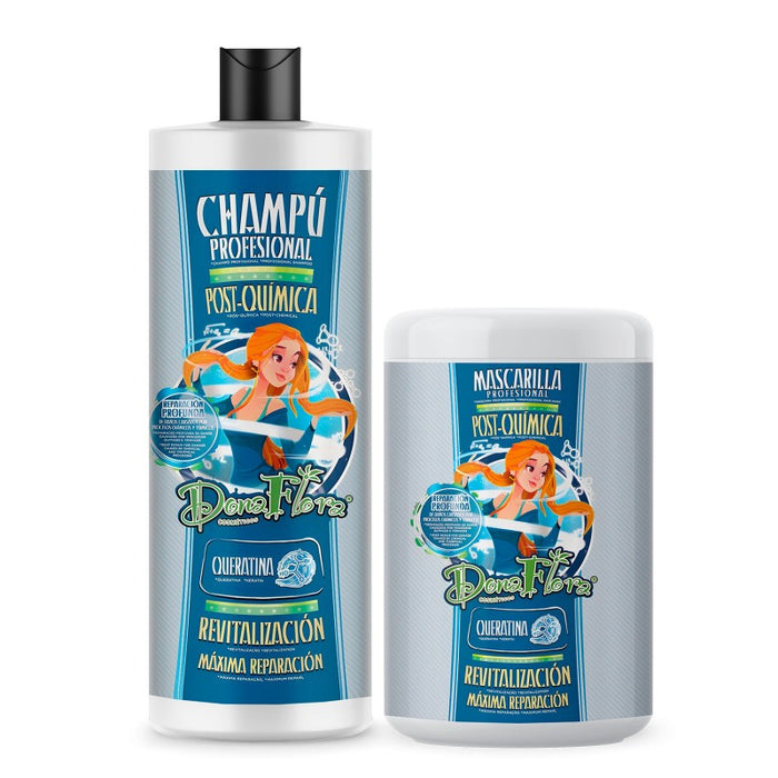 Pack Post-Química: Champú 1000ml + Mascarilla Capilar 1000ml - Dona Flora - 1