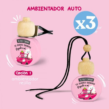 Pack 3x - Ambientador Coche 6,5 ml - Fresa Nata - The Fruit Company - The Fruit Company - 3