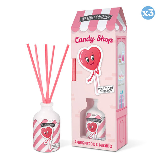 Pack 3x - Ambientador Mikado Candy Edition 40ml - Piruleta de Corazón - The Fruit Company - 1