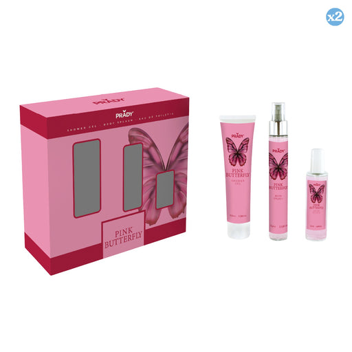 Pack 2x - Set Pink Butterfly - Eau de Toilette, Body Splash y Body Lotion - 225ml - Prady - Prady - 1