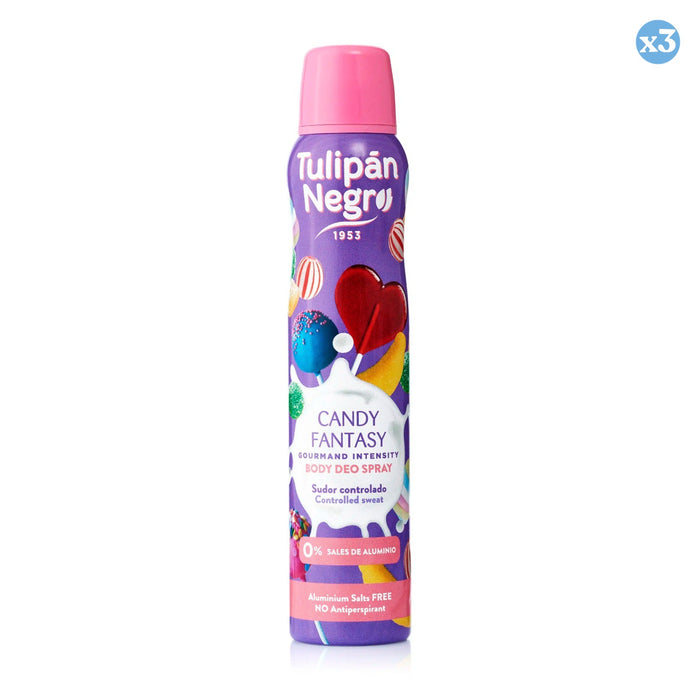 Pack 3x - DEO BODY SPRAY TN CANDY FANTASY 200 ML - Tulipan Negro - 1