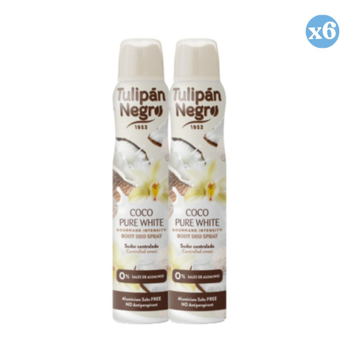 Pack 6x - Pack Ahorro Body Deodorant Spray Coco Pure white - Tulipan Negro - 1