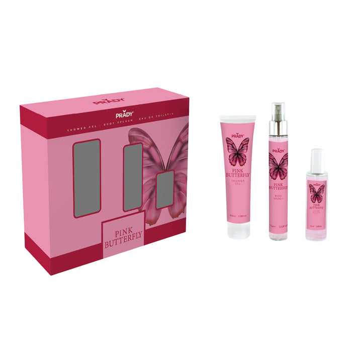 Set Pink Butterfly – Eau de Toilette, Body Splash y Body Lotion – 225 ml – Prady - Prady - 1