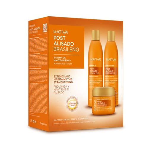 Pack Tratamiento Post Alisado Brasileño: Champú + Acondicionador + Tratamiento - Kativa - 1