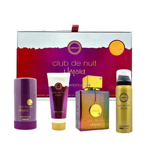 4pc Gift Set Club de Nuit Untold 50 ml Body Spray 105 ml Edp 75g Deo Stick 100 ml Bodylotion - Armaf - 1
