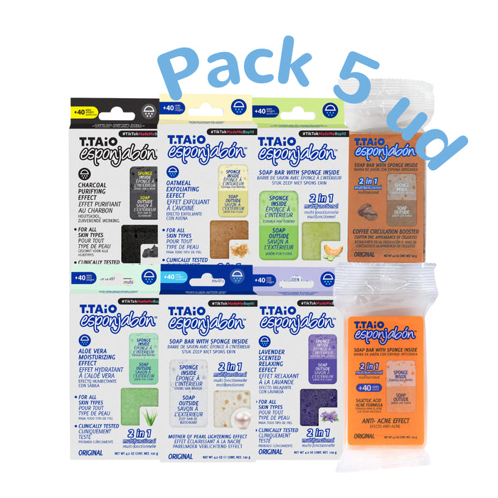 Pack de 5 EsponJabón: Esponja + Jabón 2 en 1  - 120gr - T.taio - 1